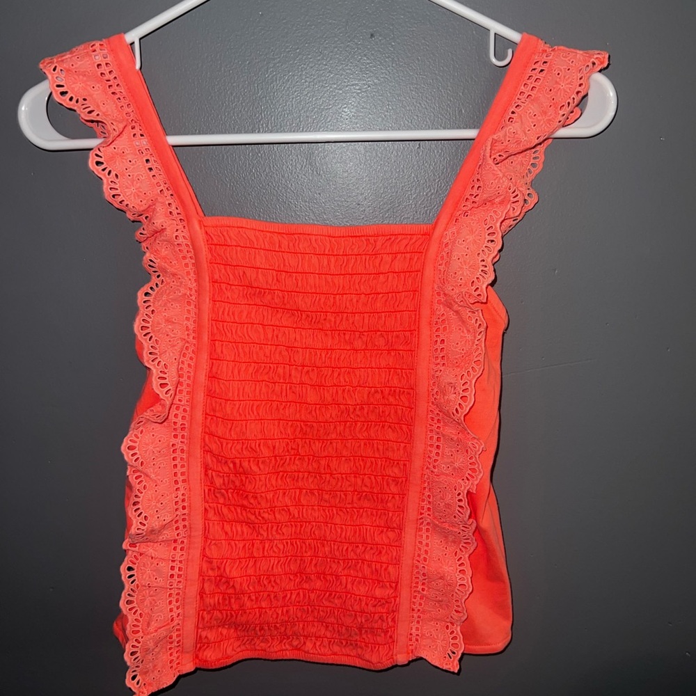 Justice Red Smocked Ruffled Tank Top